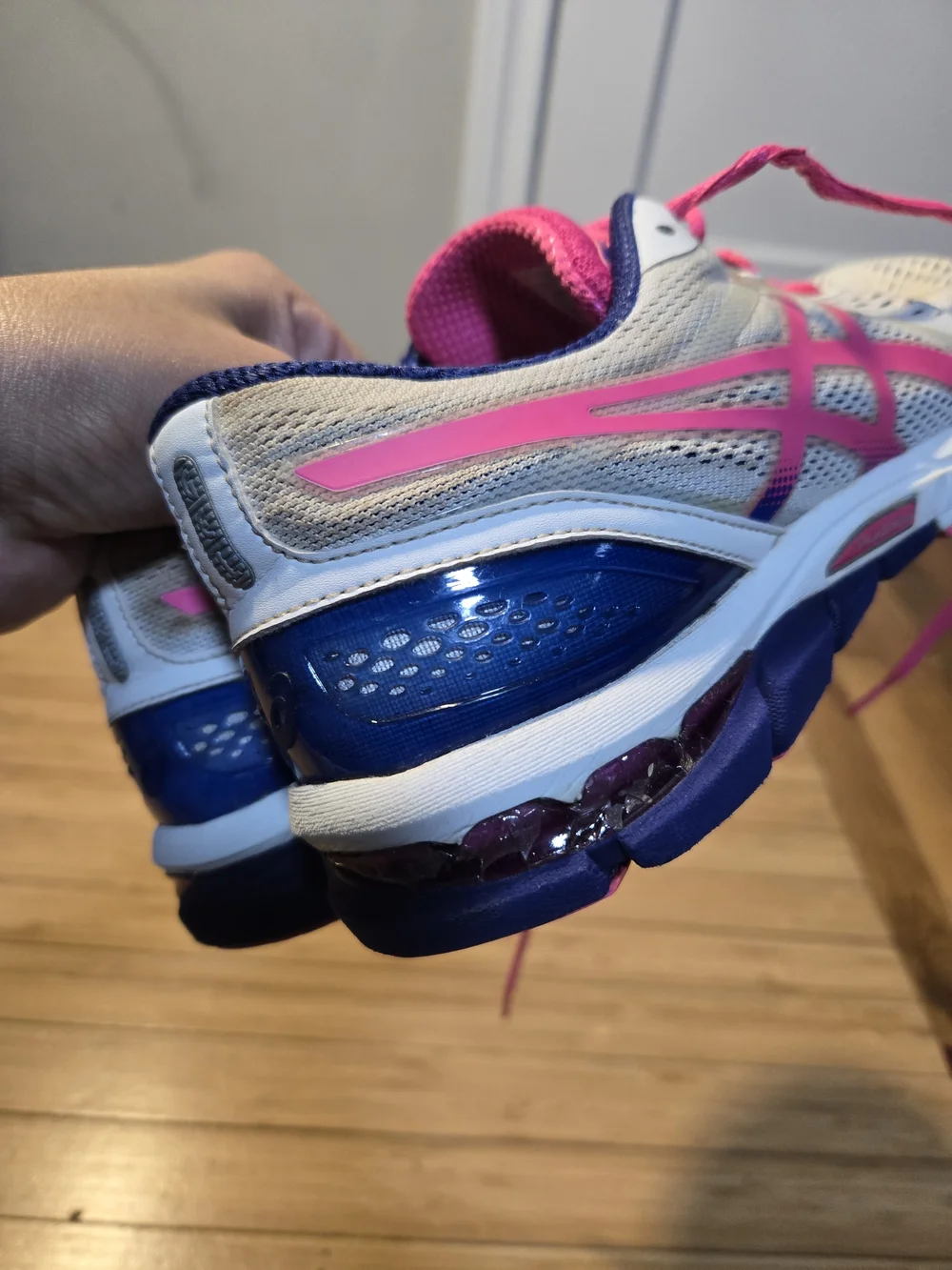 Women's Running Sneakers - White with Pink & Navy